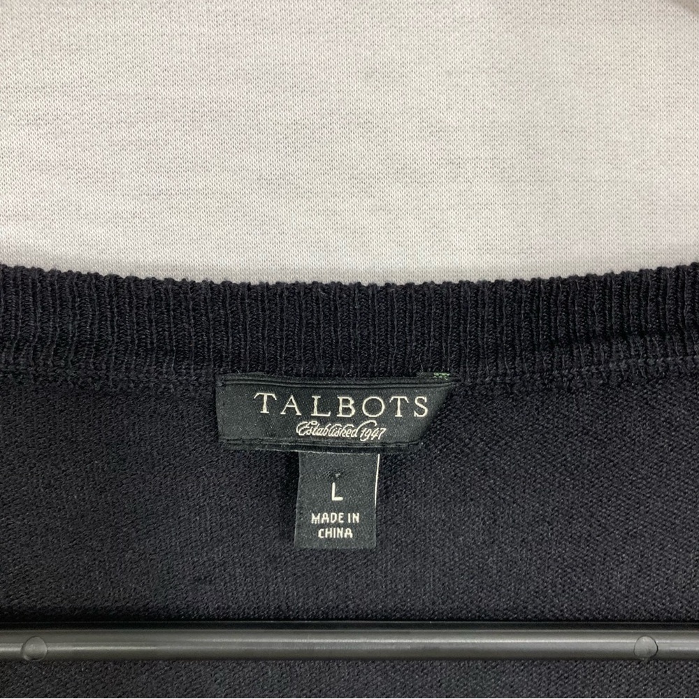 Talbots Black Silk Blend Button Cardigan Size Large - Picture 2 of 9